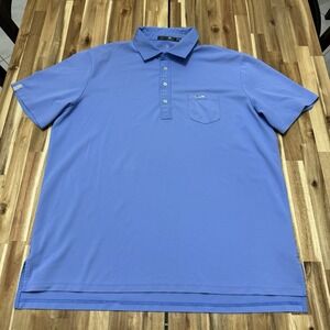 RLX Ralph Lauren Polo Shirt Mens XL Blue Performance Stretch Golf Front Pocket